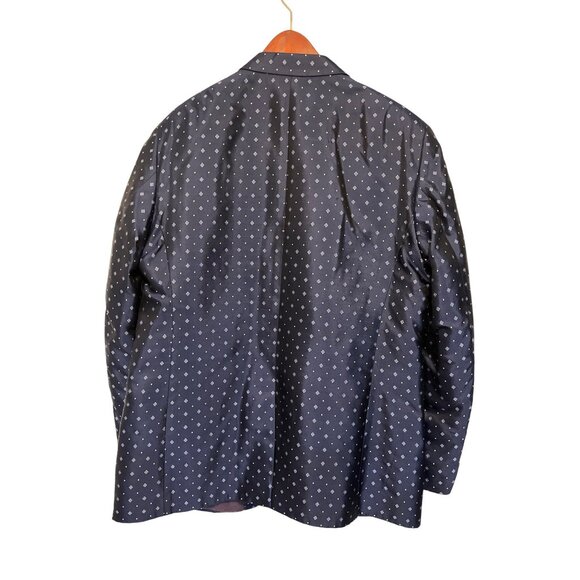 Robert Graham Mens Navy Polka Dot Silk Blazer Jacket Purple Paisley Lining Sz 46 - Picture 2 of 8